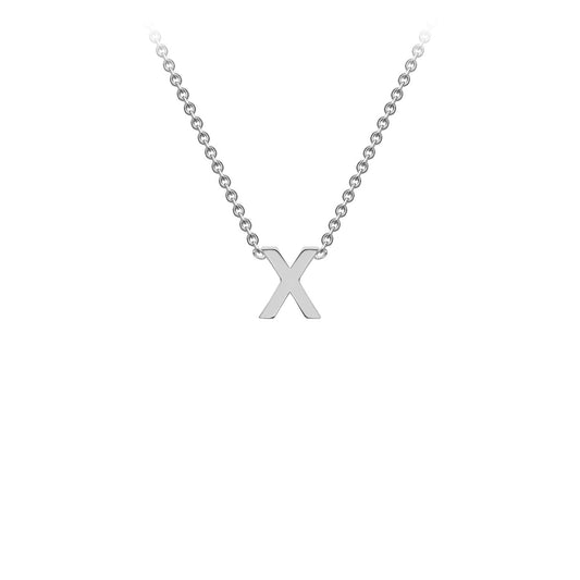 9K White Gold 'X' Initial Adjustable Letter Necklace 38/43cm