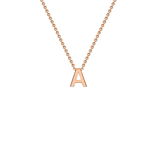 9K Rose Gold 'A' Initial Adjustable Letter Necklace 38/43cm
