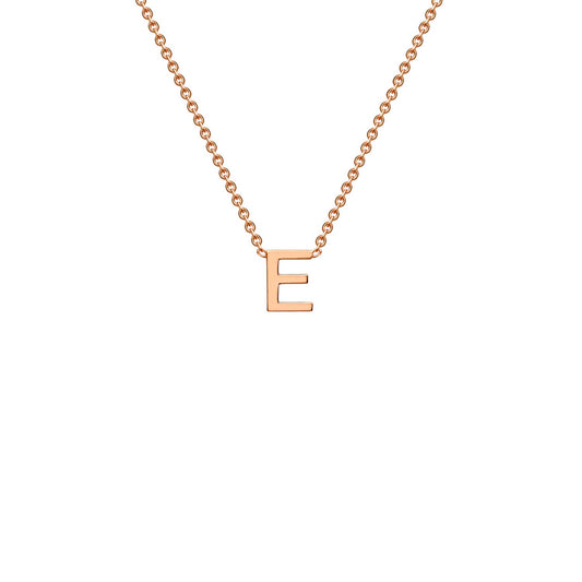 9K Rose Gold 'E' Initial Adjustable Letter Necklace 38/43cm