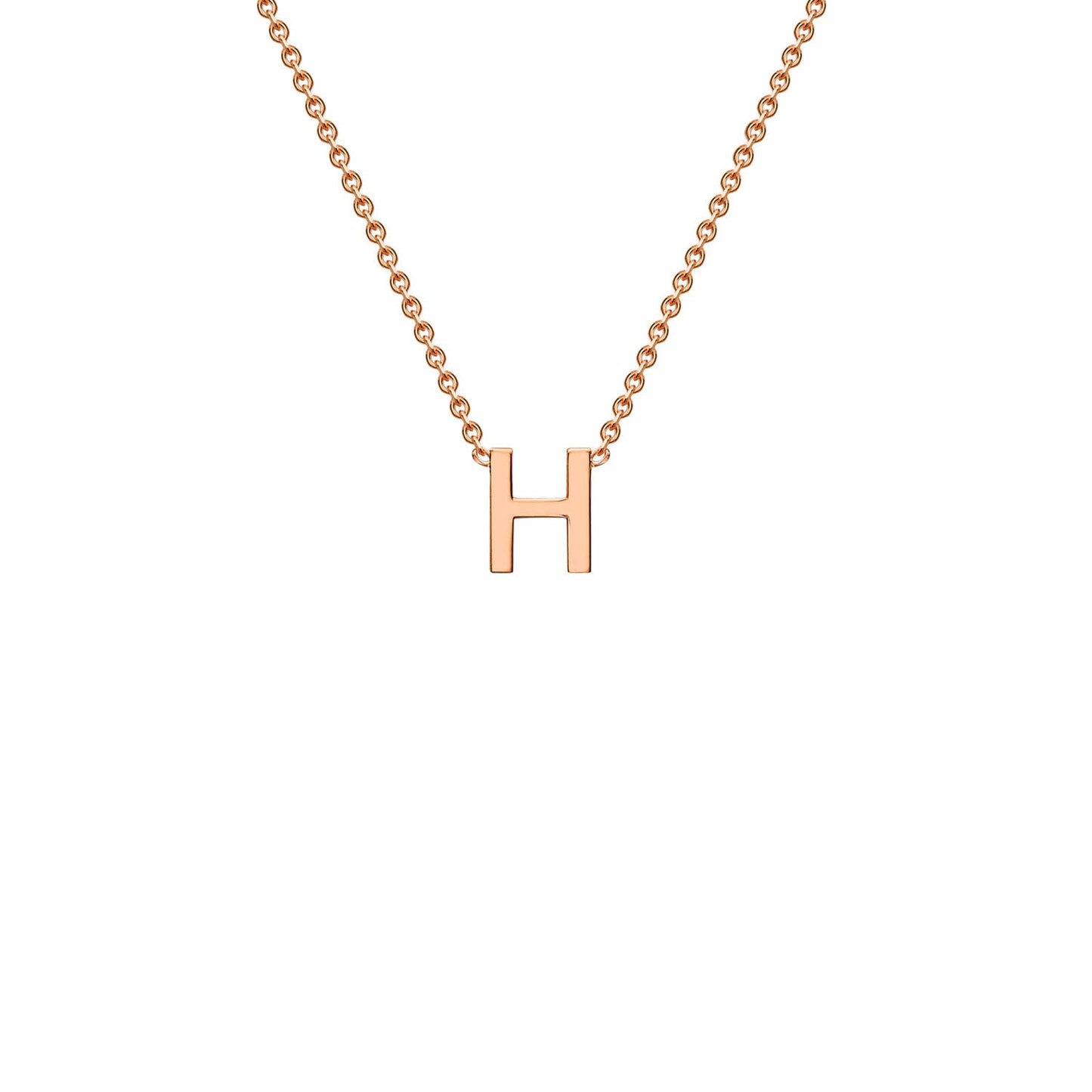 9K Rose Gold 'H' Initial Adjustable Letter Necklace 38/43cm