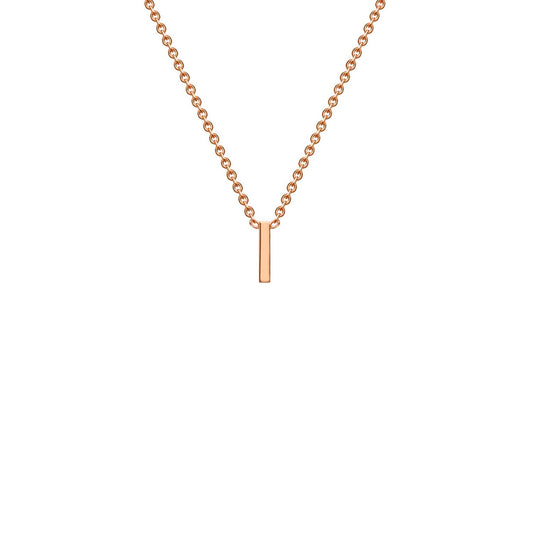 9K Rose Gold 'I' Initial Adjustable Letter Necklace 38/43cm