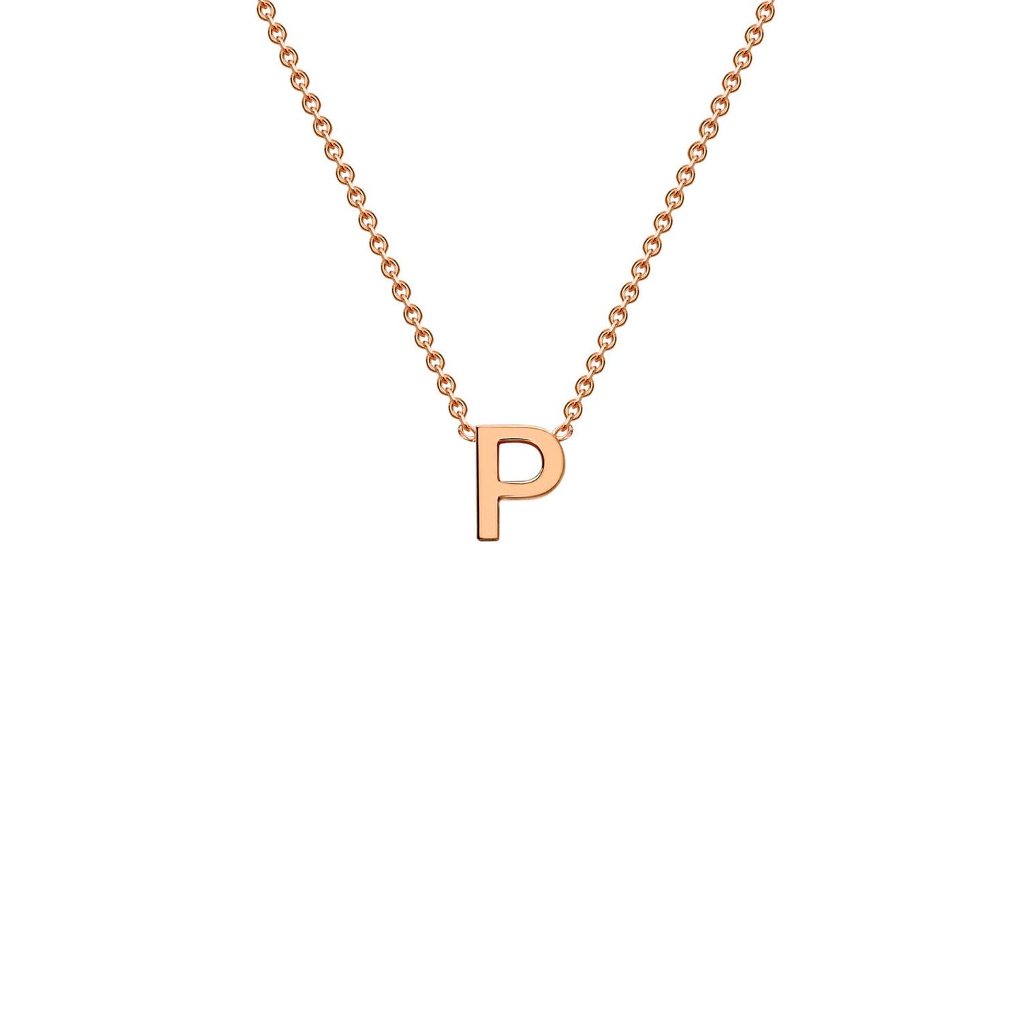 9K Rose Gold 'P' Initial Adjustable Letter Necklace 38/43cm