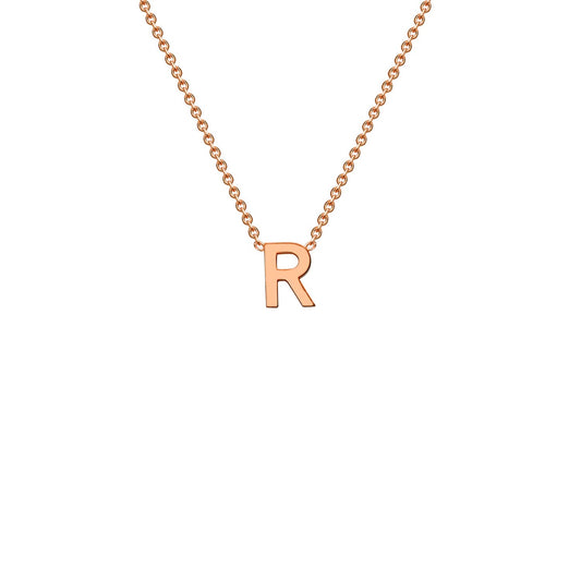 9K Rose Gold 'R' Initial Adjustable Letter Necklace 38/43cm