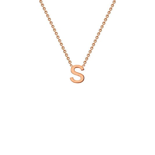 9K Rose Gold 'S' Initial Adjustable Letter Necklace 38/43cm