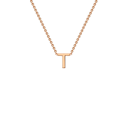 9K Rose Gold 'T' Initial Adjustable Letter Necklace 38/43cm