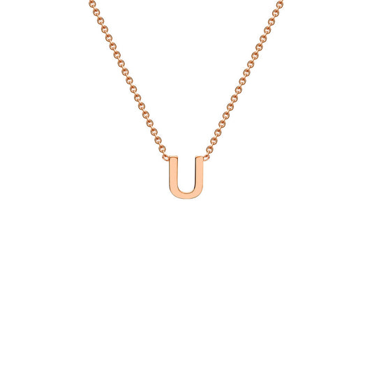 9K Rose Gold 'U' Initial Adjustable Letter Necklace 38/43cm