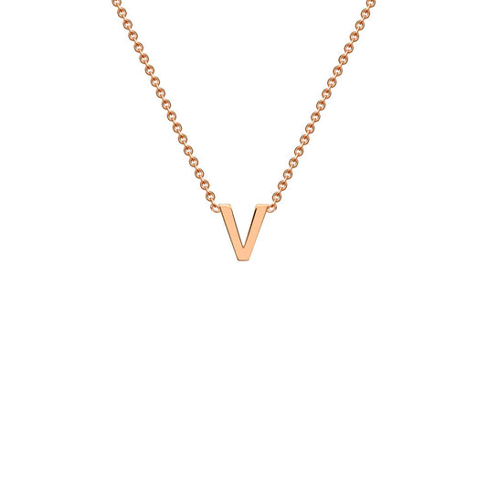 9K Rose Gold 'V' Initial Adjustable Letter Necklace 38/43cm