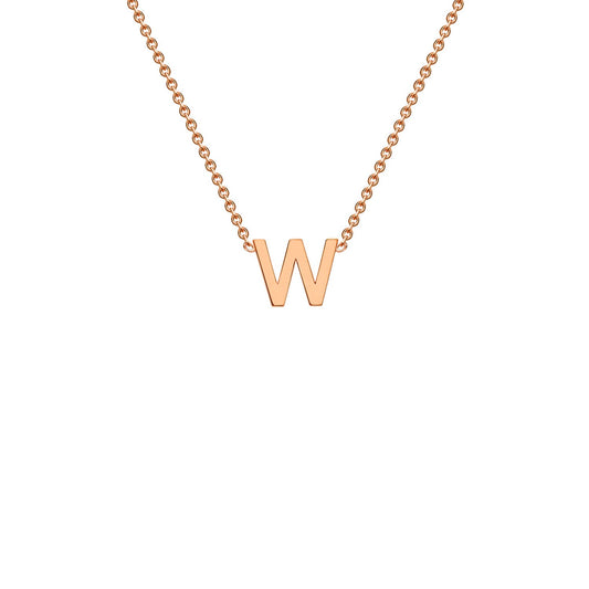 9K Rose Gold 'W' Initial Adjustable Letter Necklace 38/43cm
