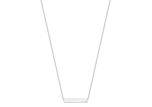 9K White Gold Solid Horizontal Bar Necklace 41+2cm