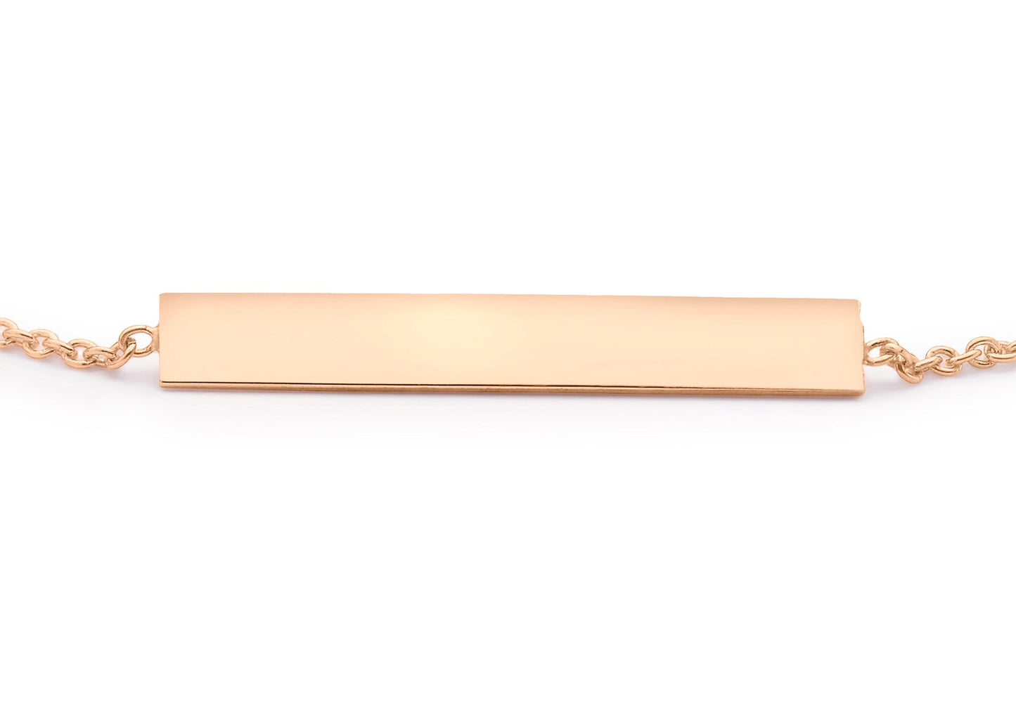 9K Rose Gold 3mm x 20mm Horizontal-Bar Adjustable Bracelet 18cm-19cm