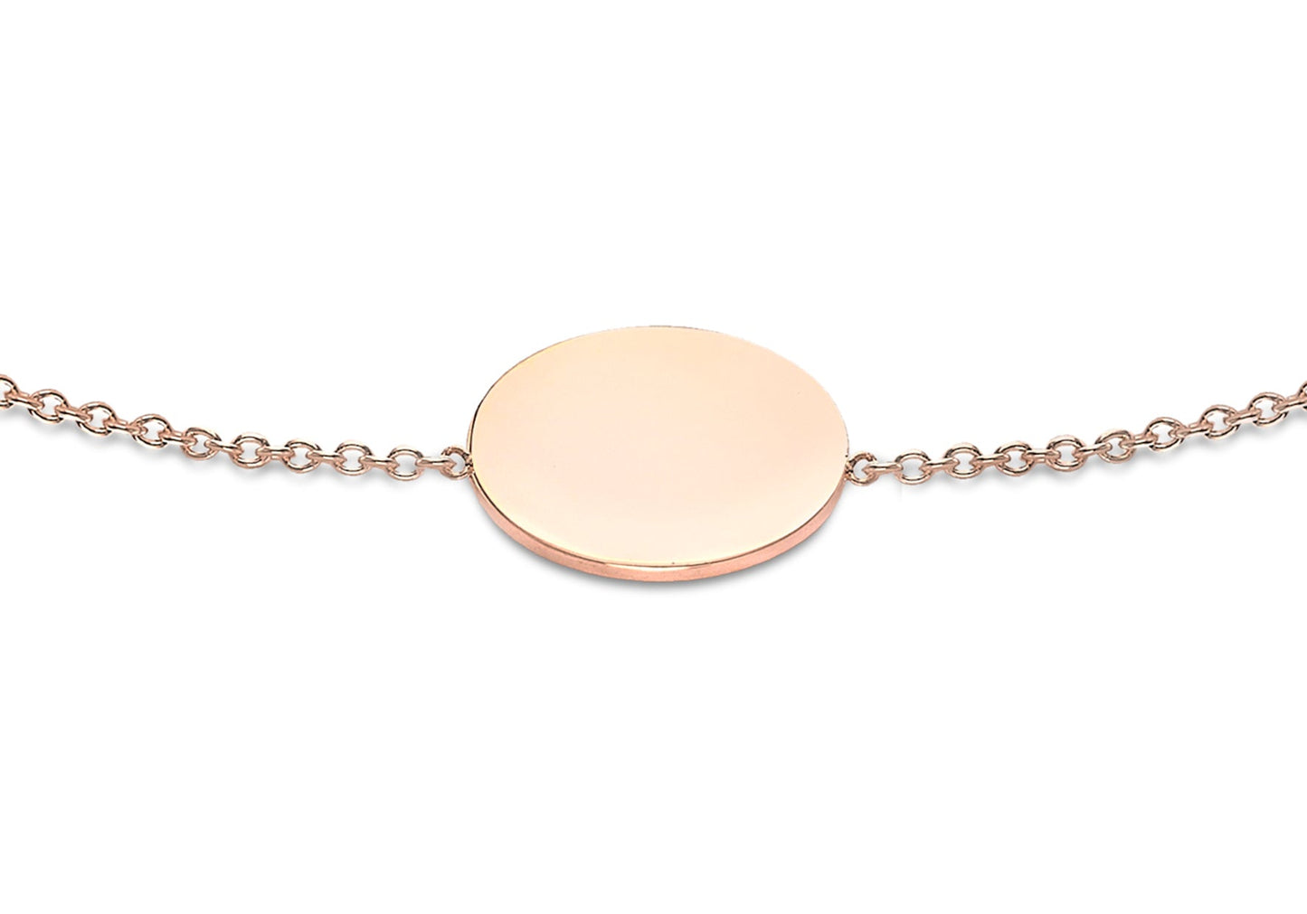 9K Rose Gold 10mm Disc Adjustable Bracelet 18cm-19cm
