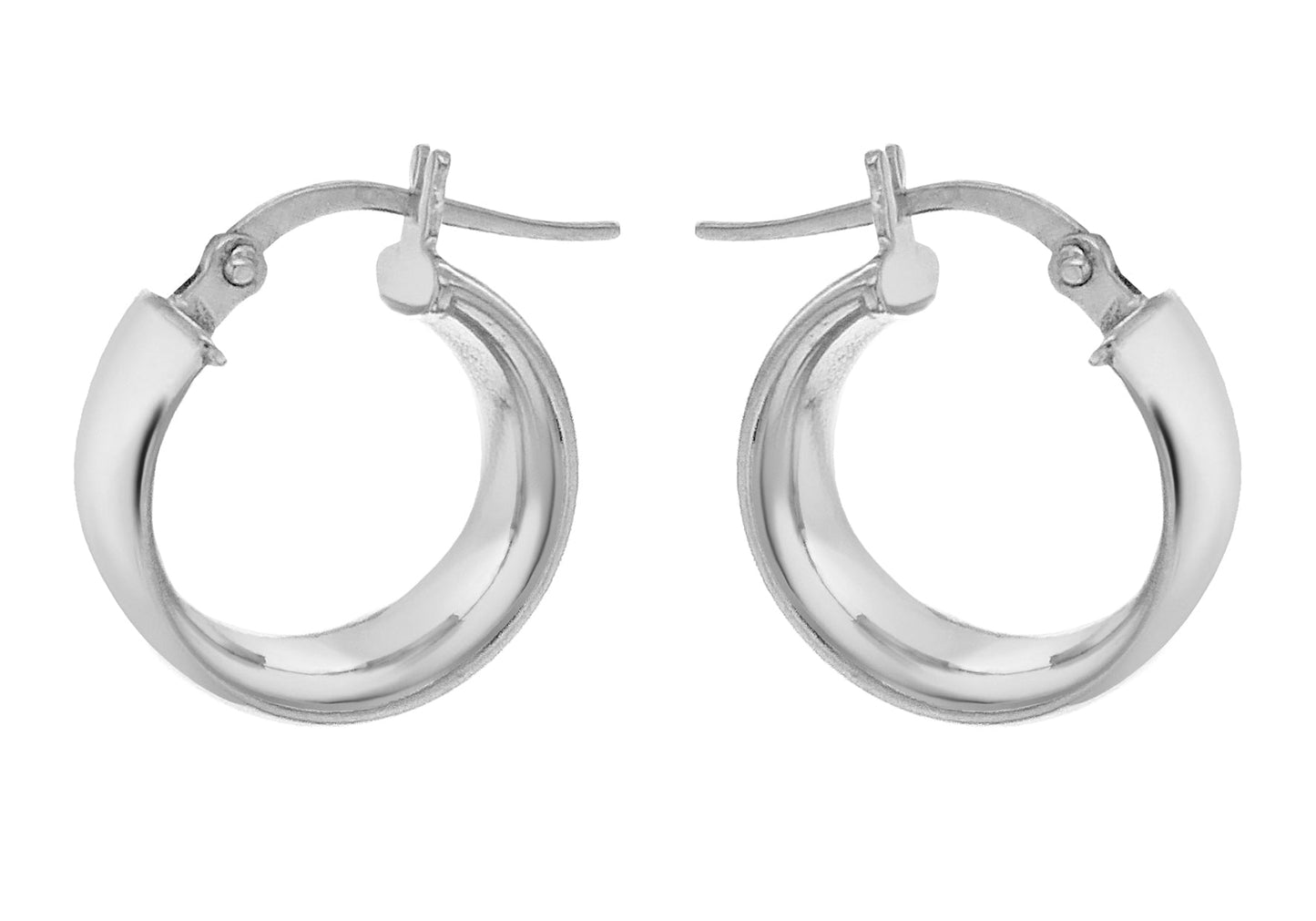 9K White Gold 6mm Band 14mm Creole Earrings