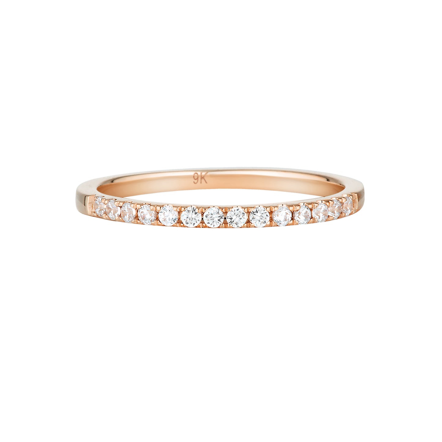 Georgini Gold Round Brilliant Cut Moissanite Wedding Band in 9ct Rose Gold