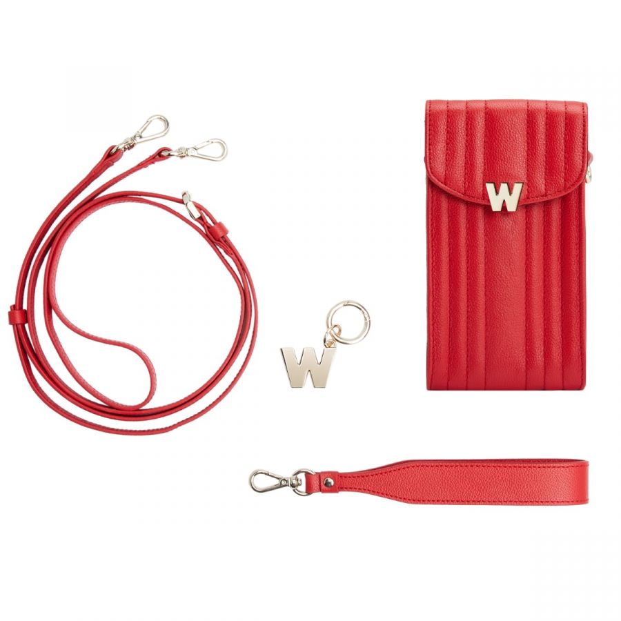 Wolf Mimi Phone Case with Wristlet & Lanyard Red