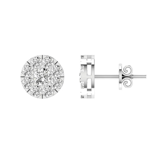 Cluster Diamond Stud Earrings with 0.15ct Diamonds in 9K White Gold - 9WECLUS15GH