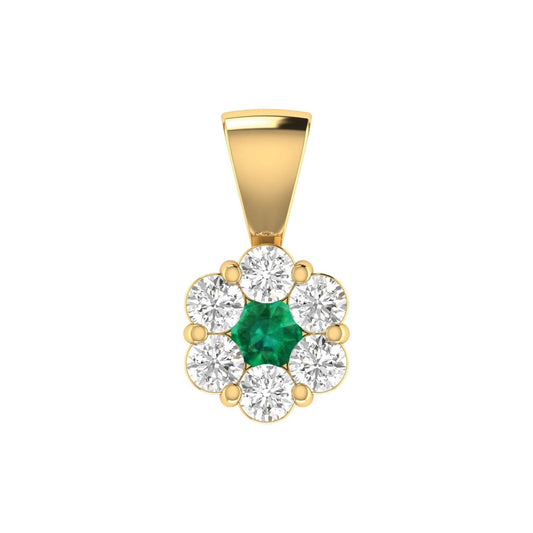 Emerald Diamond Pendant with 0.24ct Diamonds in 9K Yellow Gold - 9YRP33GHE