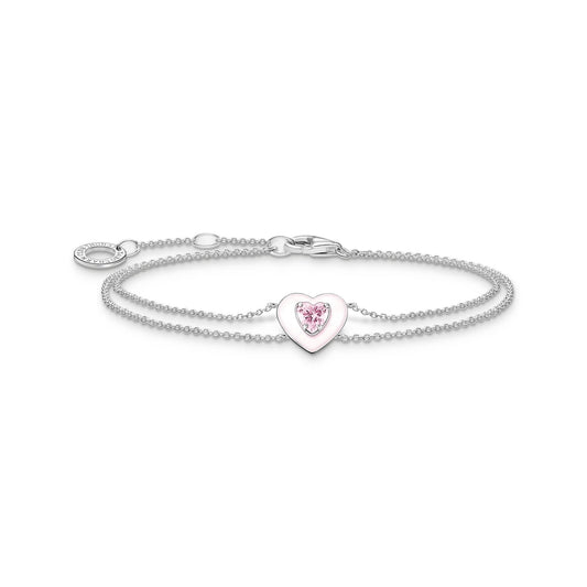 THOMAS SABO Pink Stone Heart Bracelet