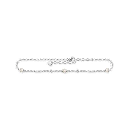 Thomas Sabo Anklet with pearls and white stones silver