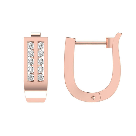 Diamond Huggie Earrings with 0.33ct Diamonds in 9K Rose Gold - D9RHUG33GH