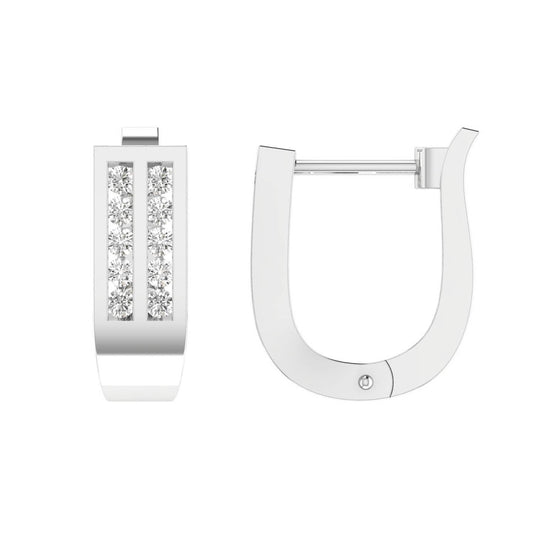Diamond Huggie Earrings with 0.33ct Diamonds in 9K White Gold - D9WHUG33GH