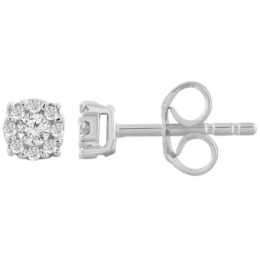 Stud Earrings with 0.15ct Diamonds in 9K White Gold