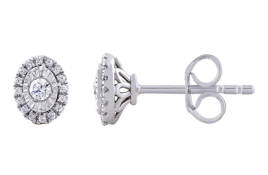 Stud Earrings with 0.20ct Diamonds in 9K White Gold