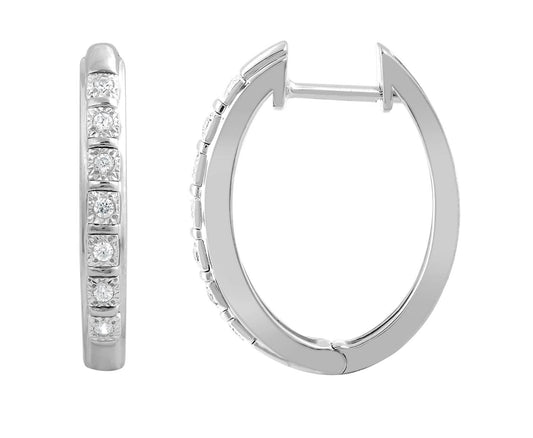 Huggie Earrings with 0.10ct Diamonds in 9K White Gold