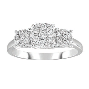 Diamond Cluster Ring with 0.50ct Diamonds in 18K White Gold