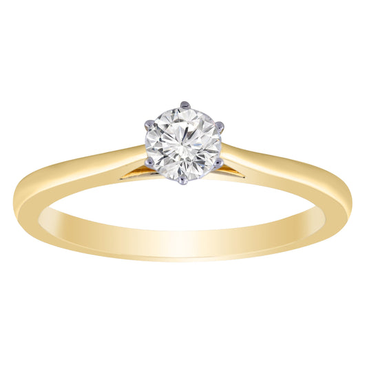 Diamond Solitaire Ring with 0.33ct Diamonds in 18K Yellow Gold