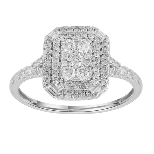 Cluster Ring with 0.50ct Diamonds in 9K White Gold