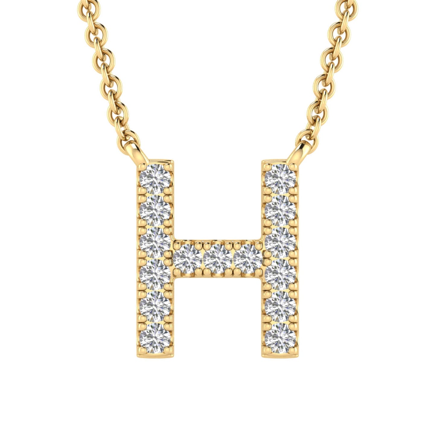 Initial 'H' Necklace with 0.09ct Diamonds in 9K Yellow Gold - PF-6270-Y