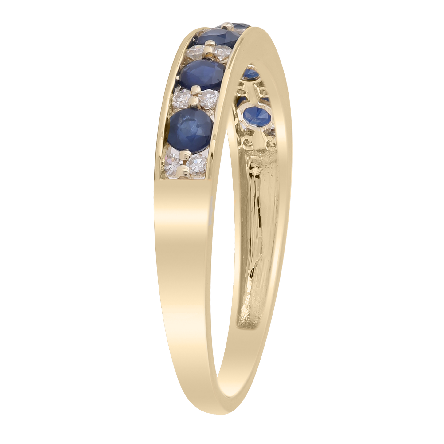 Sapphire Band Ring with 0.10ct Diamonds in 9K Yellow Gold