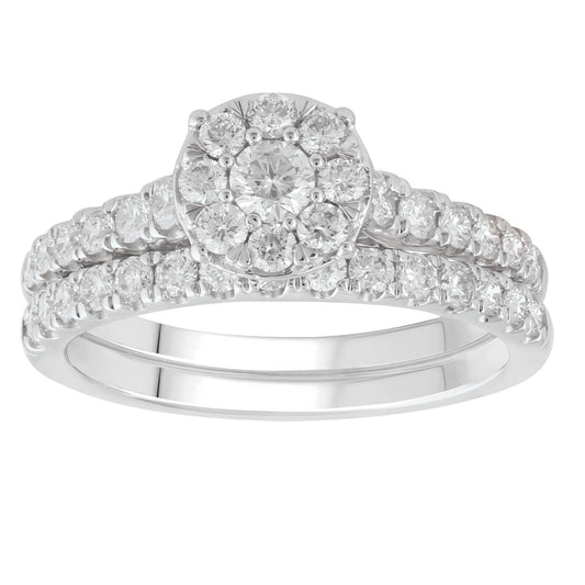 Engagment & Wedding Ring Set with 1ct Diamonds in 18K White Gold