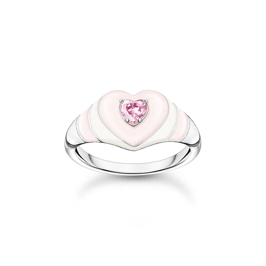THOMAS SABO Pink Heart Ring Silver