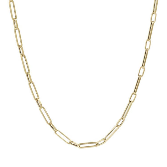 9K Yellow Gold Paper Link Necklace 45cm