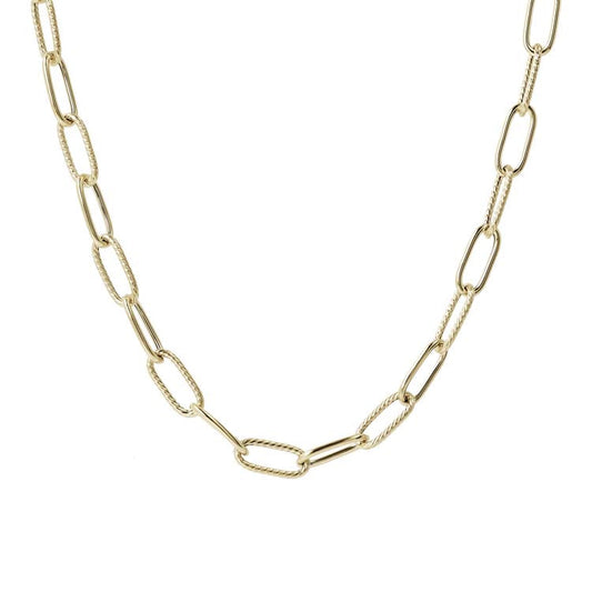 9K Yellow Gold Texture Paperlink Necklace 47cm