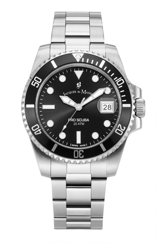 JDM Swiss-Made Pro Scuba 43 Stainless Steel and Black Watch
