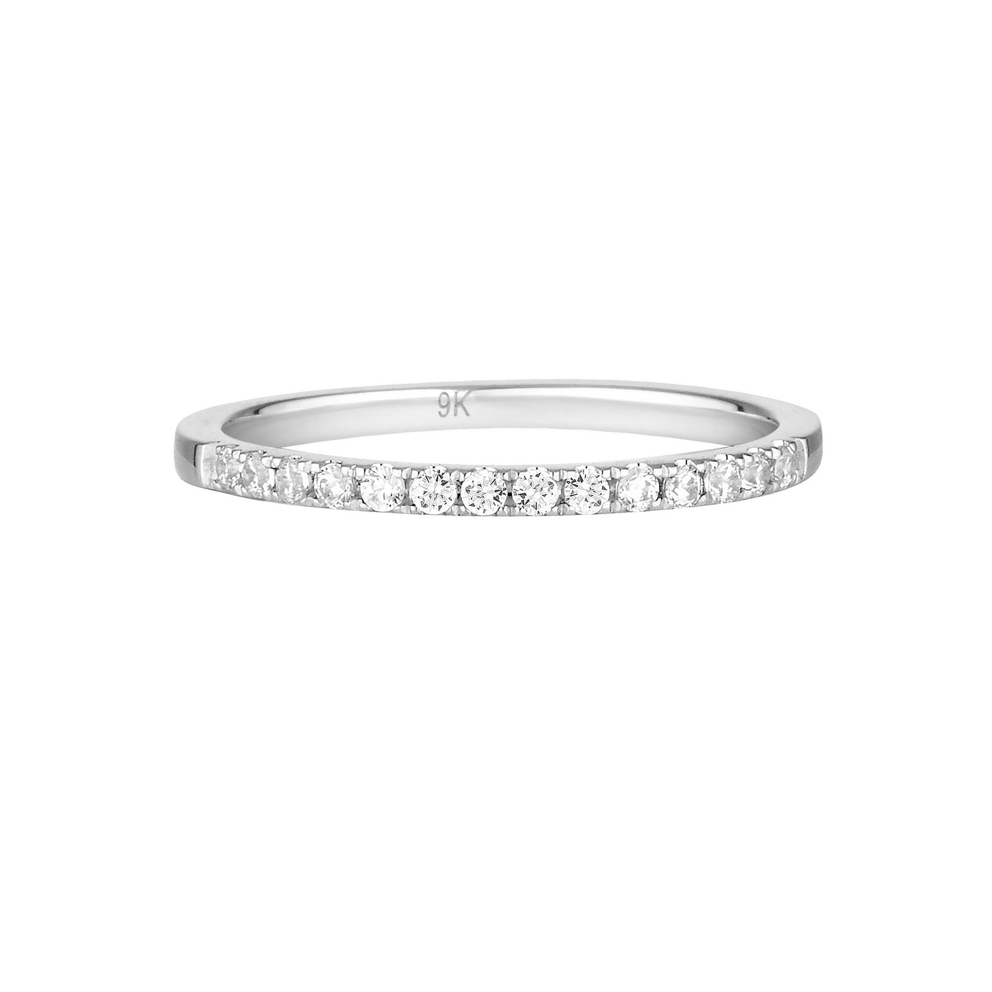 Georgini Gold Round Brilliant Cut Moissanite Wedding Band in 9ct White Gold