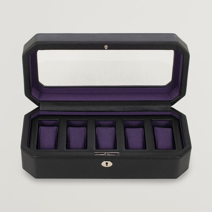 Wolf Windsor 5 Pc Watch Box Black/Purple