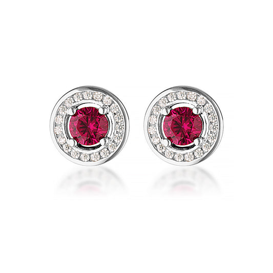 MILESTONE RUBY HALO EARRINGS IN SILVER