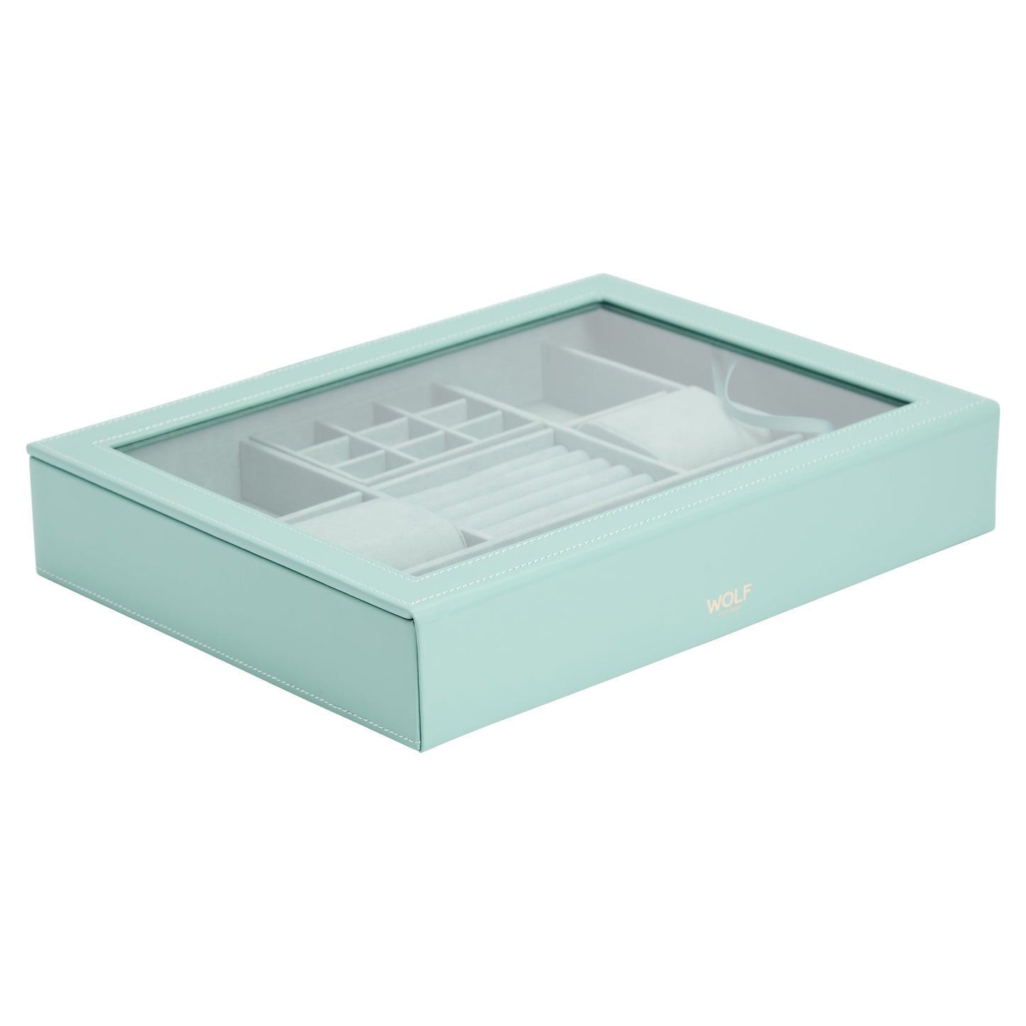 Wolf Sophia Jewellery Box with Window Jade