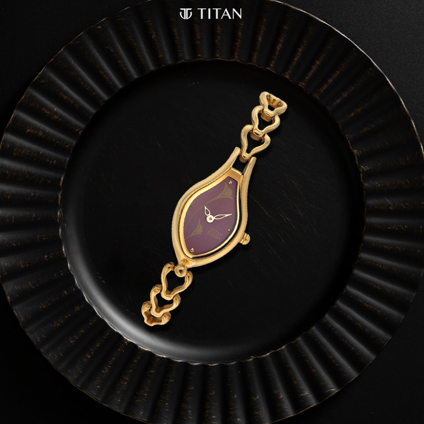 Titan Raga Flora Purple Dial Analog Metal Strap Watch for Women