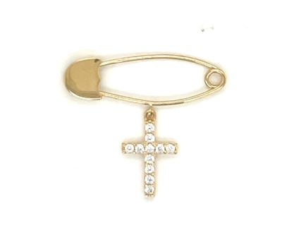 9ct Baby Pin With CZ Cross