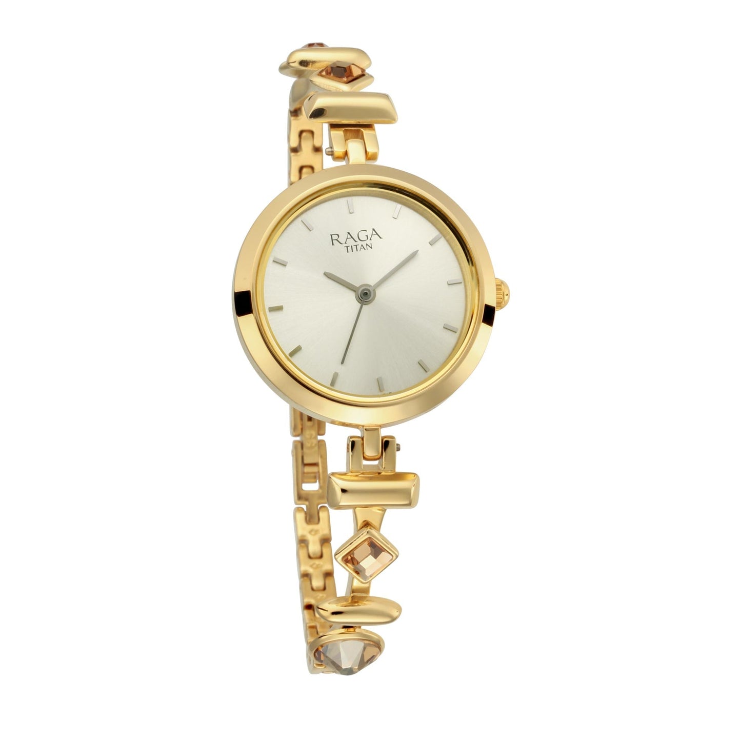 Titan Raga Facets Champagne Dial Analog Stainless Steel Strap Watch for Women