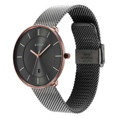 Titan Quartz Analogue Anthracite Dial Stainless Steel Strap Watch for Men