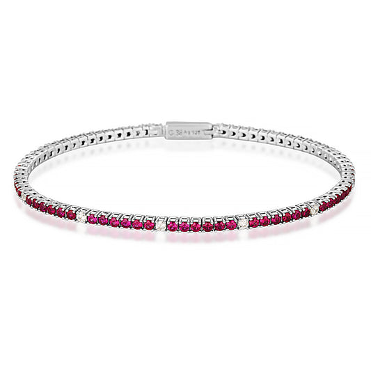 MILESTONE RUBY 2MM TENNIS BRACELET IN SILVER