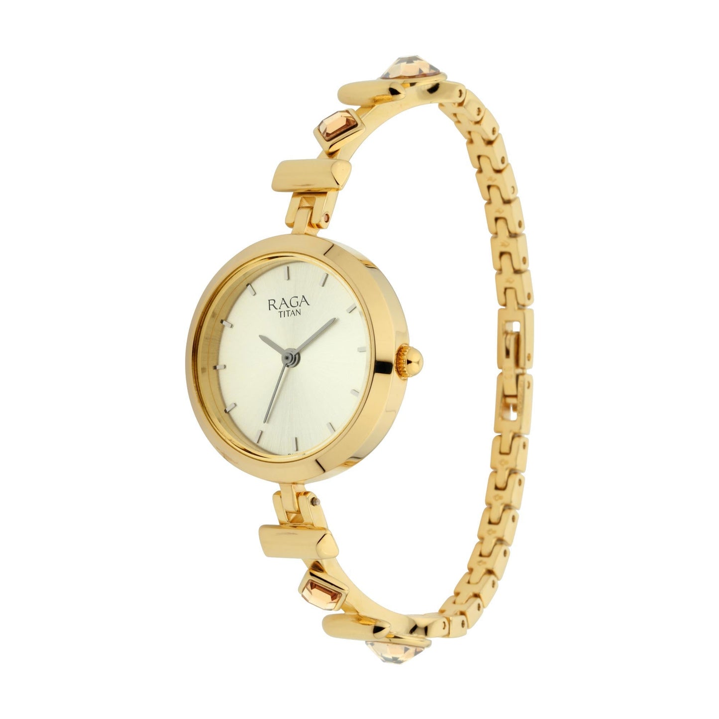 Titan Raga Facets Champagne Dial Analog Stainless Steel Strap Watch for Women