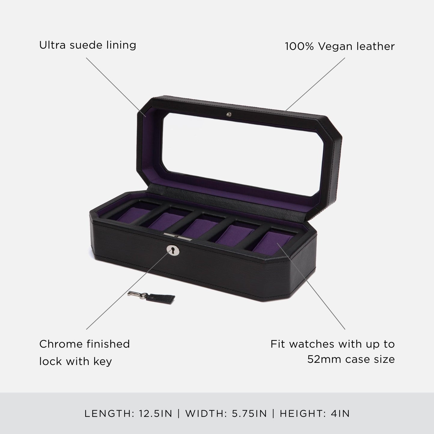 Wolf Windsor 5 Pc Watch Box Black/Purple