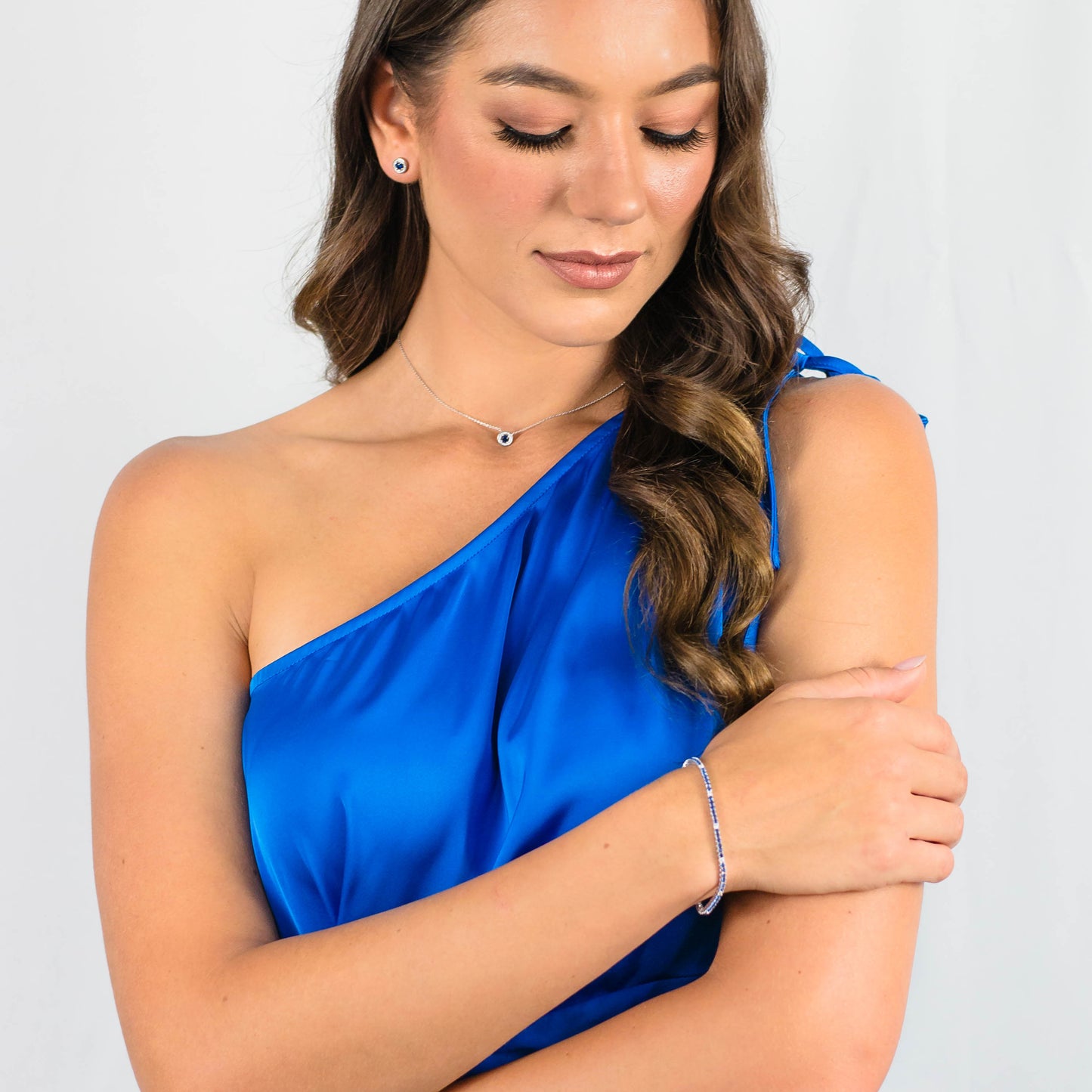 MILESTONE SAPPHIRE HALO EARRINGS IN SILVER