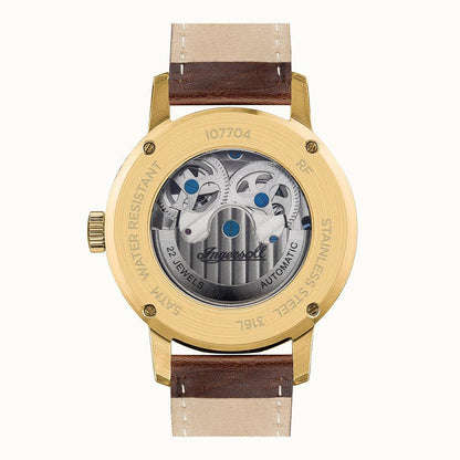 Ingersoll The Jazz Gold Automatic Brown Leather Watch